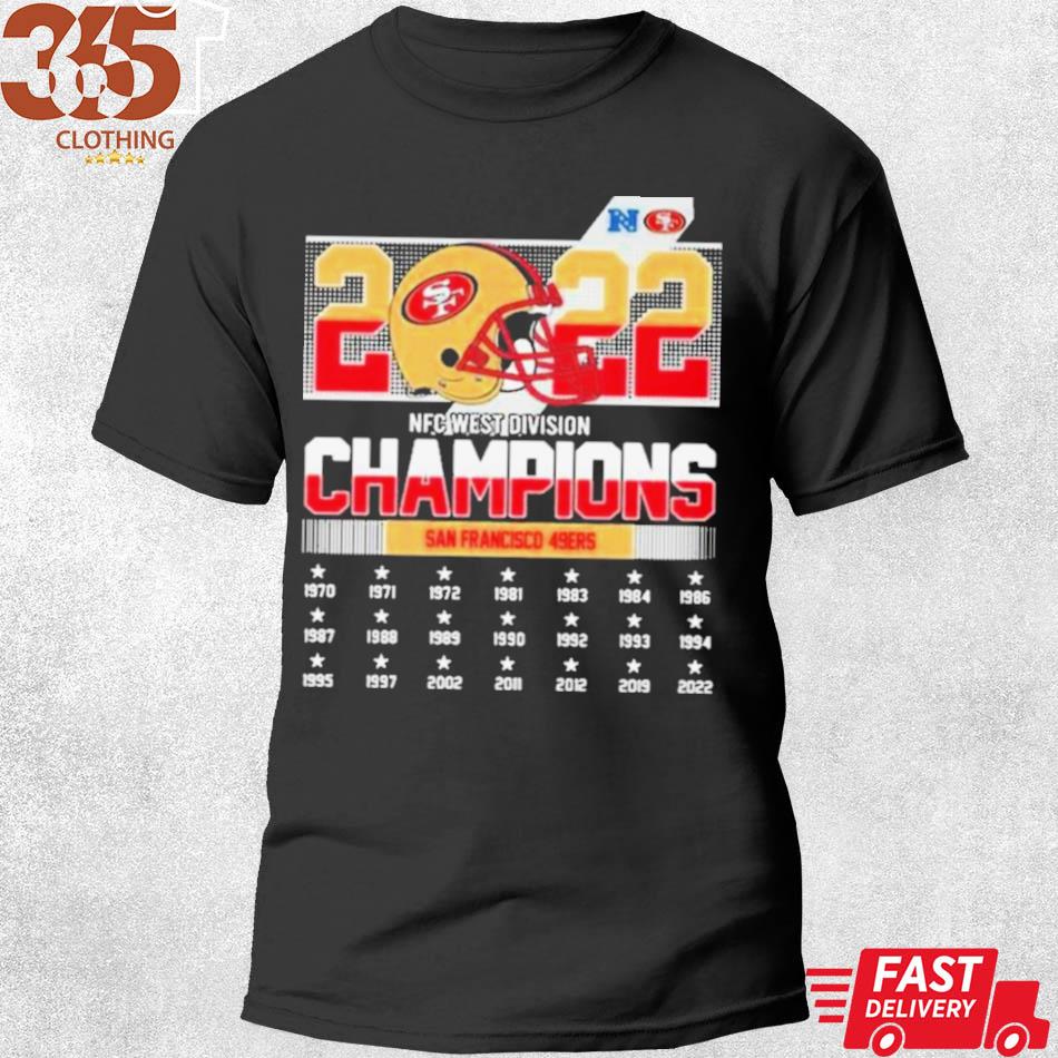 San Francisco 49ers team 2022 NFC west Champions 1970-2022 signatures shirt