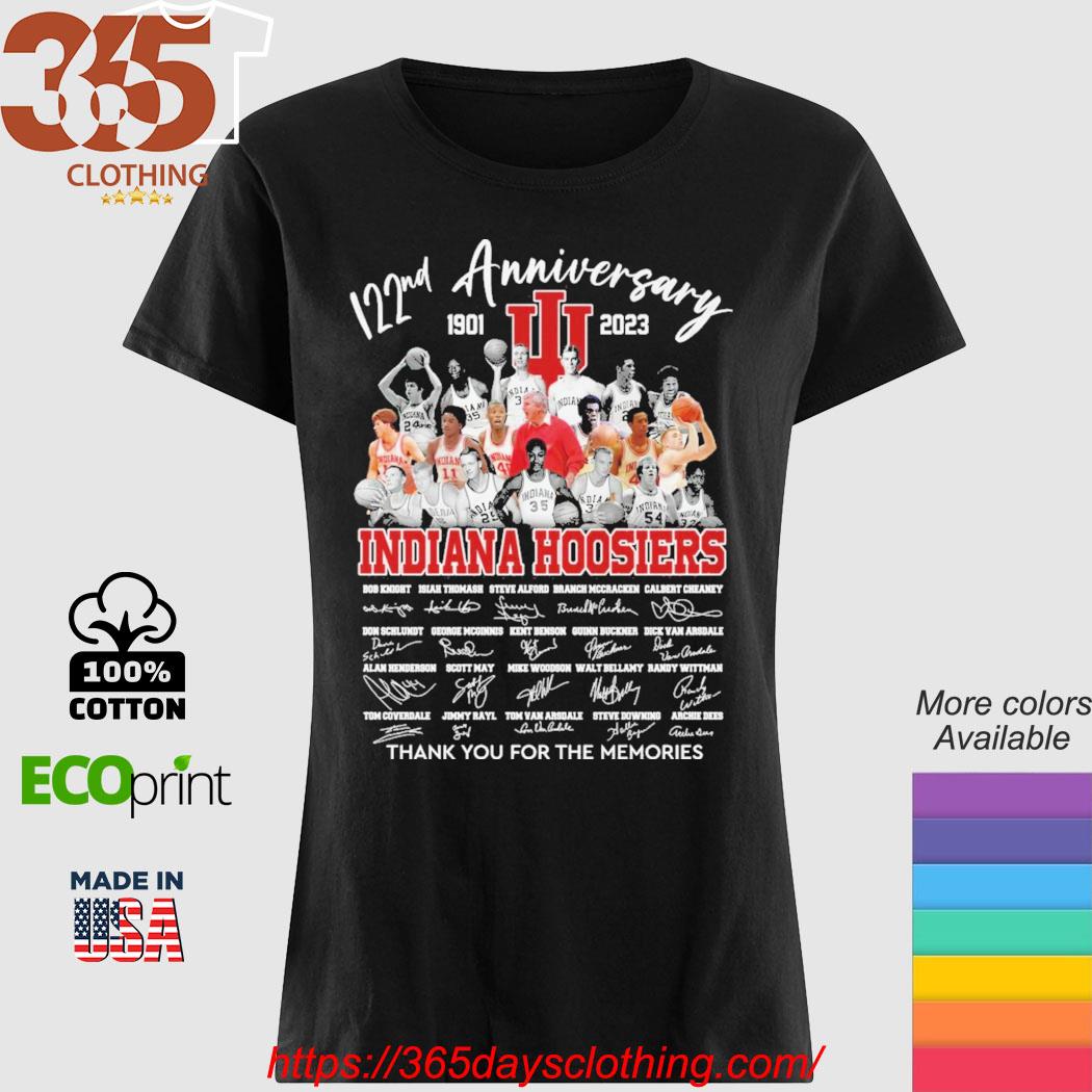 122ND Anniversary 1901-2023 Indiana Hoosiers thank You for the memories signatures s womanshirt