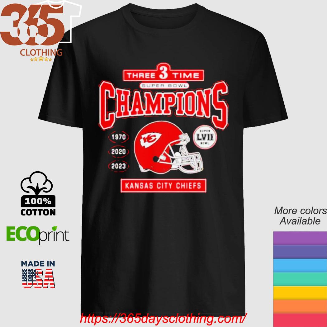 Kansas city chiefs 3x super bowl 1970 2020 2023 logo shirt