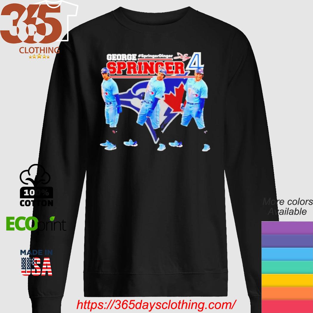 George Springer 4 Toronto Blue Jays baseball player action pose signature  outline gift shirt, hoodie, sweater, long sleeve and tank top