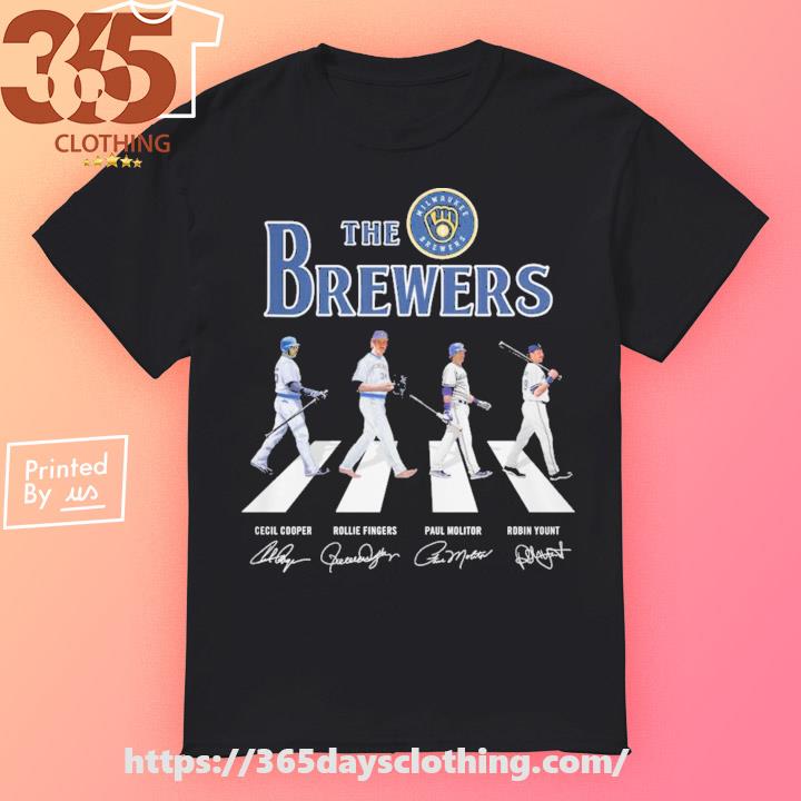 The Brewers Cecil Cooper, Rollie Fingers, Paul Molitor and Robin Yount  abbey road signatures shirt, hoodie, sweater, long sleeve and tank top