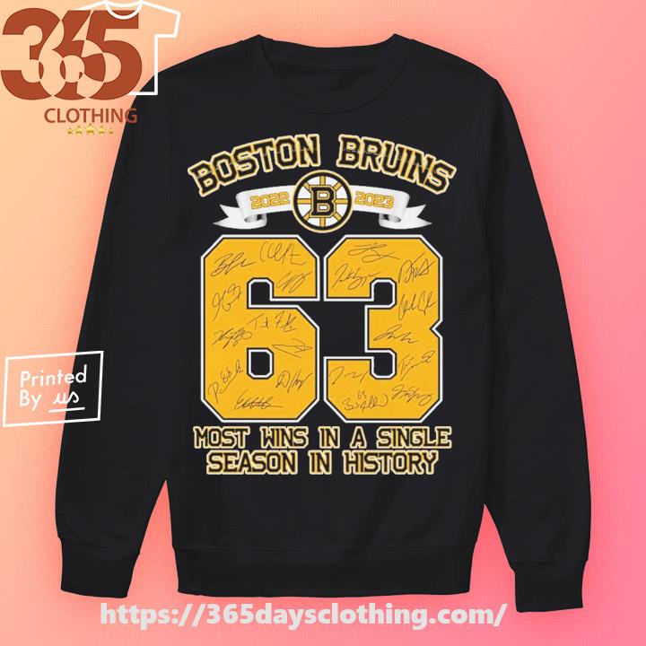 Boston Bruins 2022-2023 63 perfect season most wins in a single season in  history Signature Shirt, hoodie, longsleeve, sweatshirt, v-neck tee