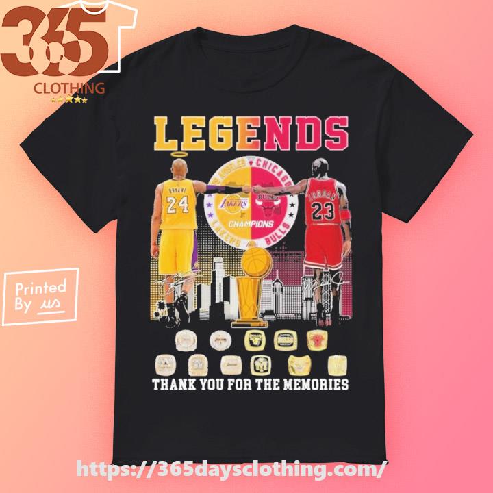 Kobe Bryant and Michael Jordan Legends Los Angeles Lakers and Chicago Bulls  city thank you for the memories signatures Shirt, hoodie, longsleeve,  sweatshirt, v-neck tee