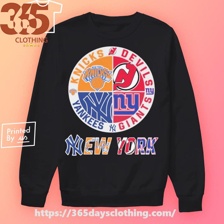 New York Knicks New Jersey Devils New York Giants New York Yankees New York  City 2023 logo shirt, hoodie, sweater, long sleeve and tank top