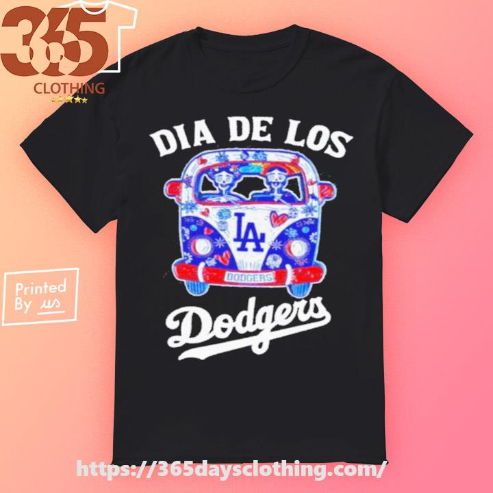 Funny Hippie Car Los Angeles Dodgers Skull Dia De Los Dodgers