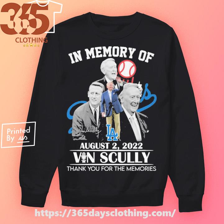 Official in Memory Of August 2, 2022 Vin Scully Thank You For The Memories  T-Shirt, hoodie, sweater, long sleeve and tank top