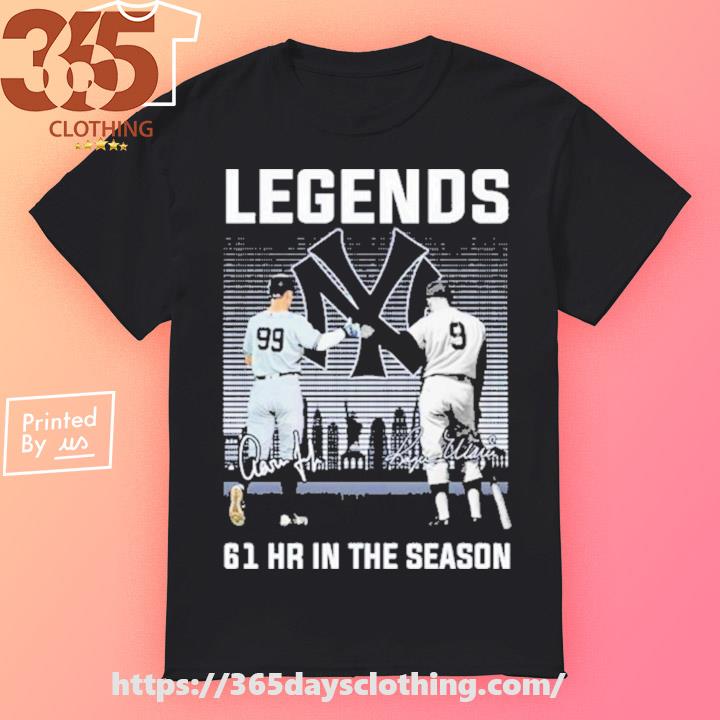 New York Yankees legends 61HR in the season skyline signatures shirt,  hoodie, sweater, long sleeve and tank top