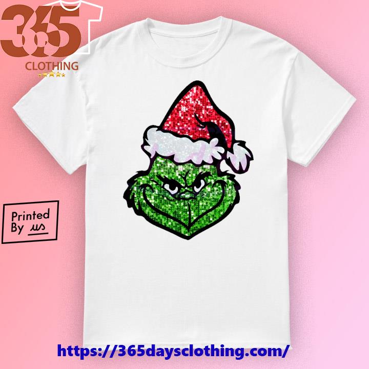Glitter Grinch Face Christmas Movie sweater