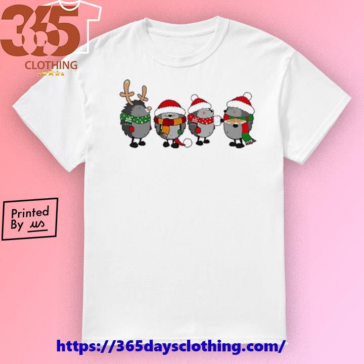 Hedgehogs and friends together Merry Christmas shirt