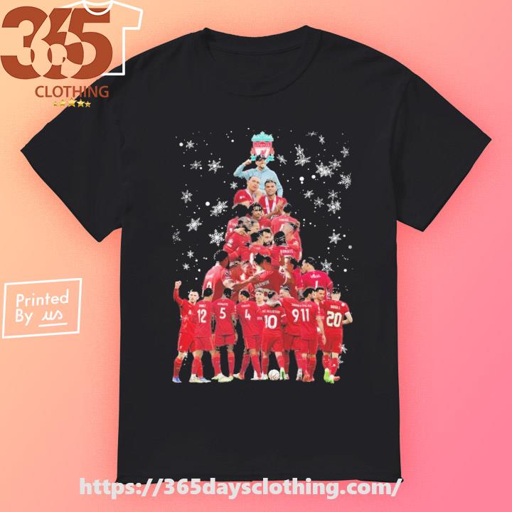 Liverpool FC Christmas tree by all players Merry Christmas 2023 shirt
