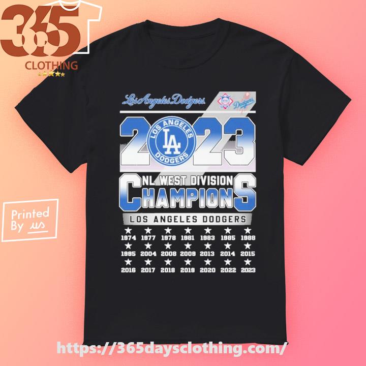 Los Angeles Dodgers 2023 NL west division champions 1974-2023 shirt