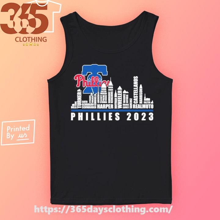 Official Philadelphia phillies 2023 season team players names in city T- shirt, hoodie, sweater, long sleeve and tank top