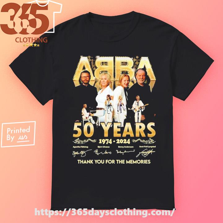 Abba 50 Years 1974 – 2024 Thank You For The Memories Signatures T-shirt