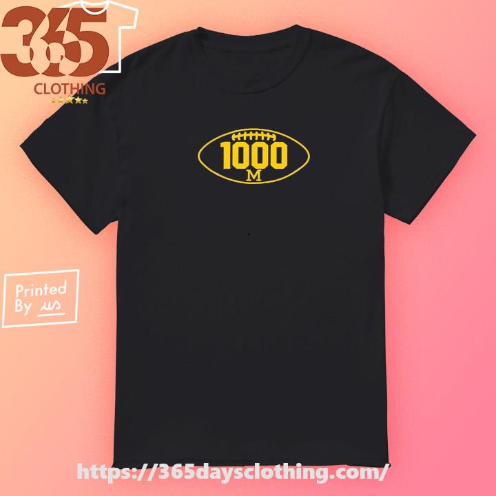 Mden Michigan Football 1000 Wins Navy Logo T-shirt