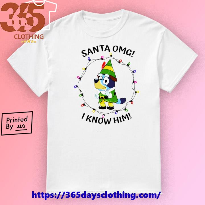 Merry Christmas Bluey Santa OMG I Know Him Christmas Light T-shirt