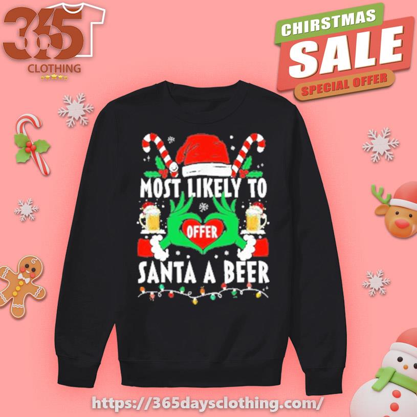 Most likely to Offer Santa a Beer Christmas 2023 sweater