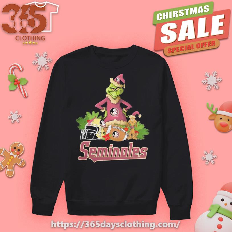 Official Florida State Seminoles Funny Grinch And Dog Christmas 2023 T-Shirt