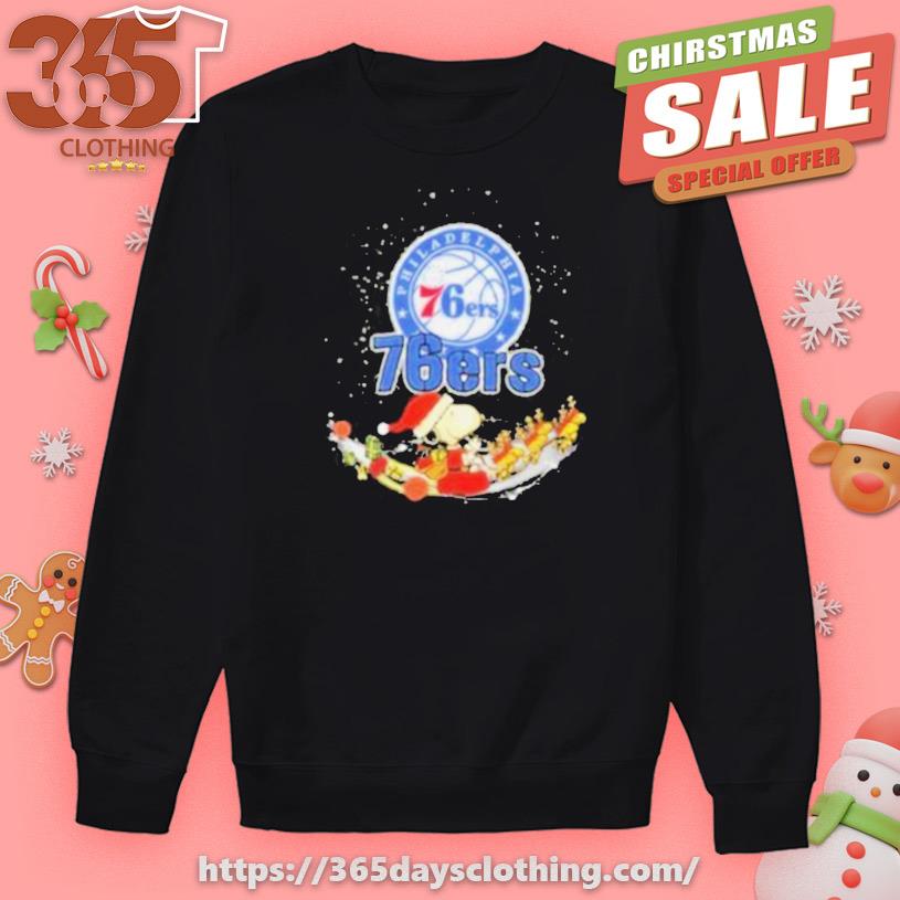 Peanuts Snoopy Riding Reindeer Woodstock Philadelphia 76ers Christmas T-Shirt