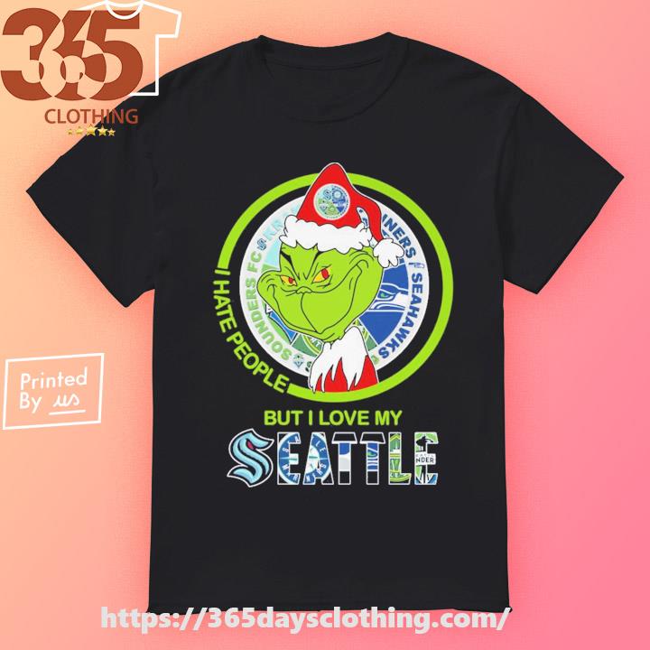 Santa Grinch I Hate people but i love my Seattle Sport Team Merry Christmas 2023 T-shirt