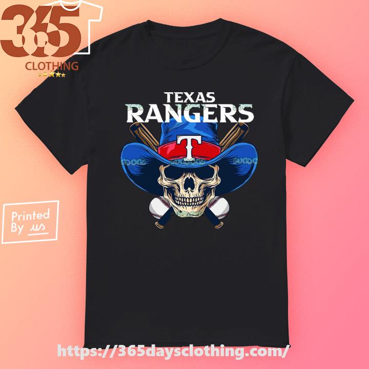 Texas Rangers Skull Cowboy Baseball T-shirt
