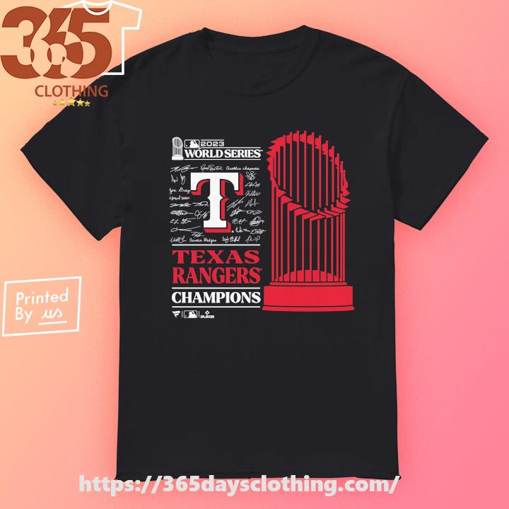 Texas Rangers Sport Team 2023 World Series Champions Trophy Signatures shirt